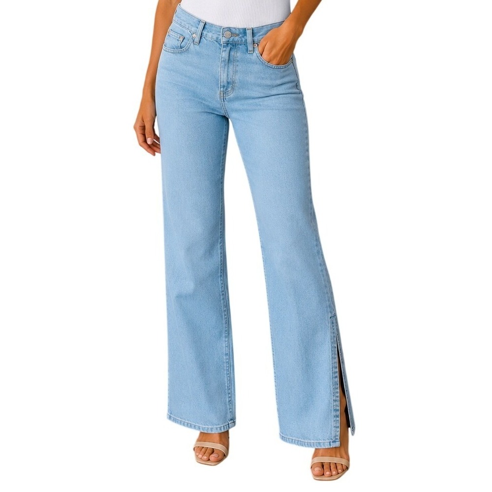 Topshop Light Blue Kort High Waisted Straight Leg Jeans Women's W25 L32